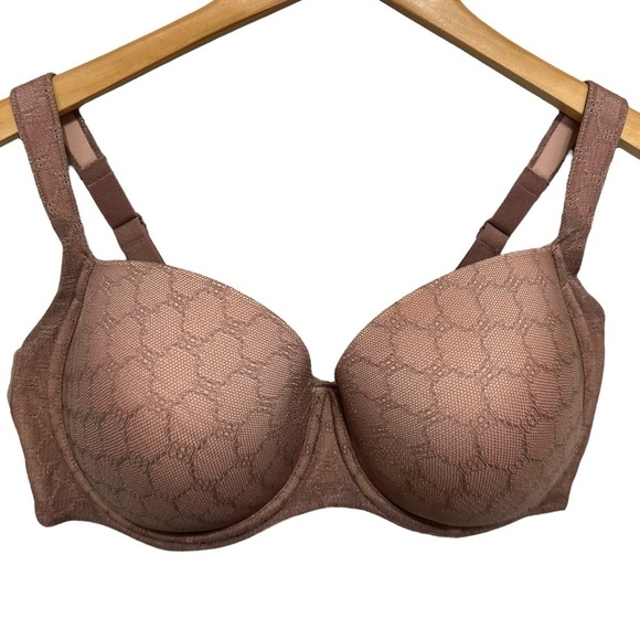Soma Stunning Support Bra Geo Lace Full Coverage Mauve Pink Underwire Size 40DD - Picture 1 of 5